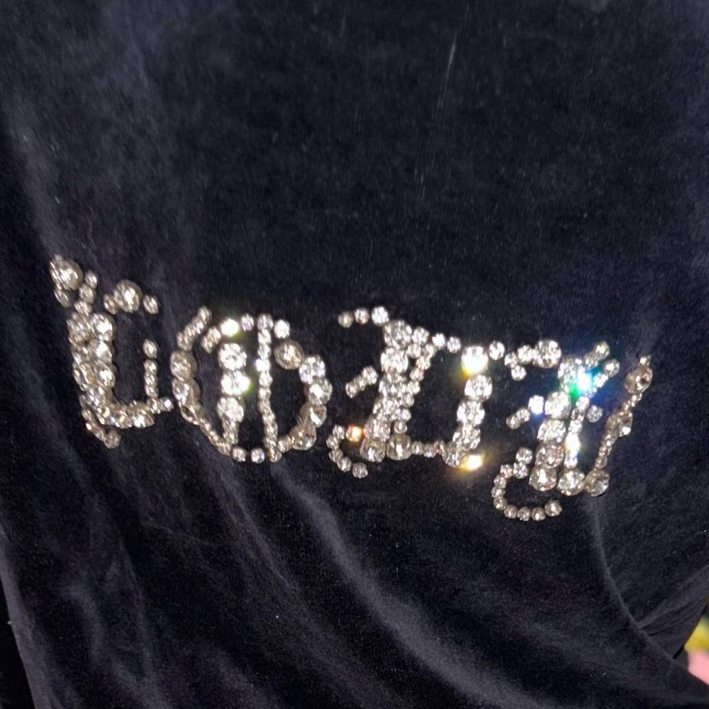 Twisted heart top tracksuit jacket turtleneck Y2k 90’s LOVE crystal rhinestone